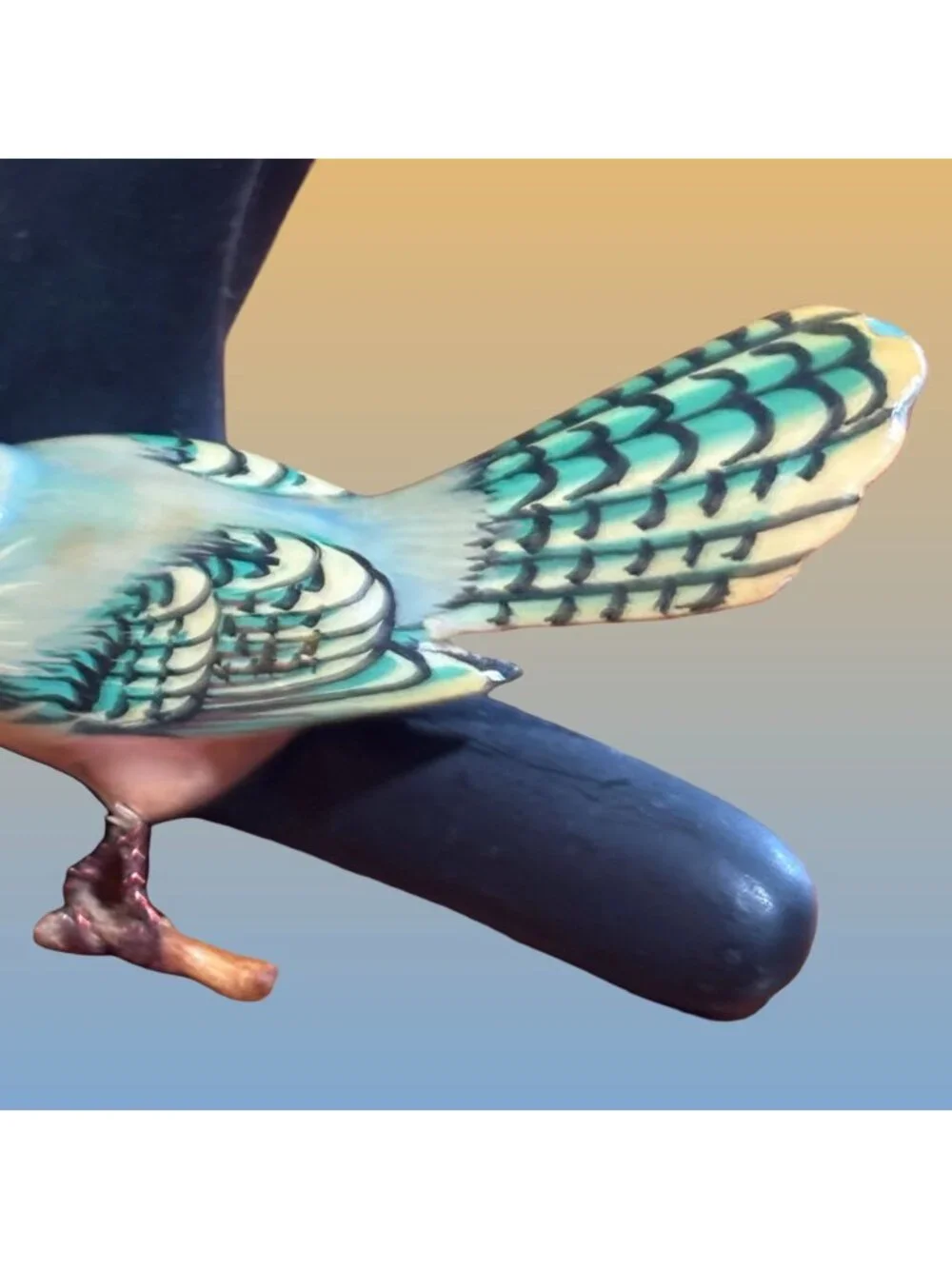 Takahashi Style Hand Painted Wood Blue Jay Bird Brooch Figural Pin Vintage Gift